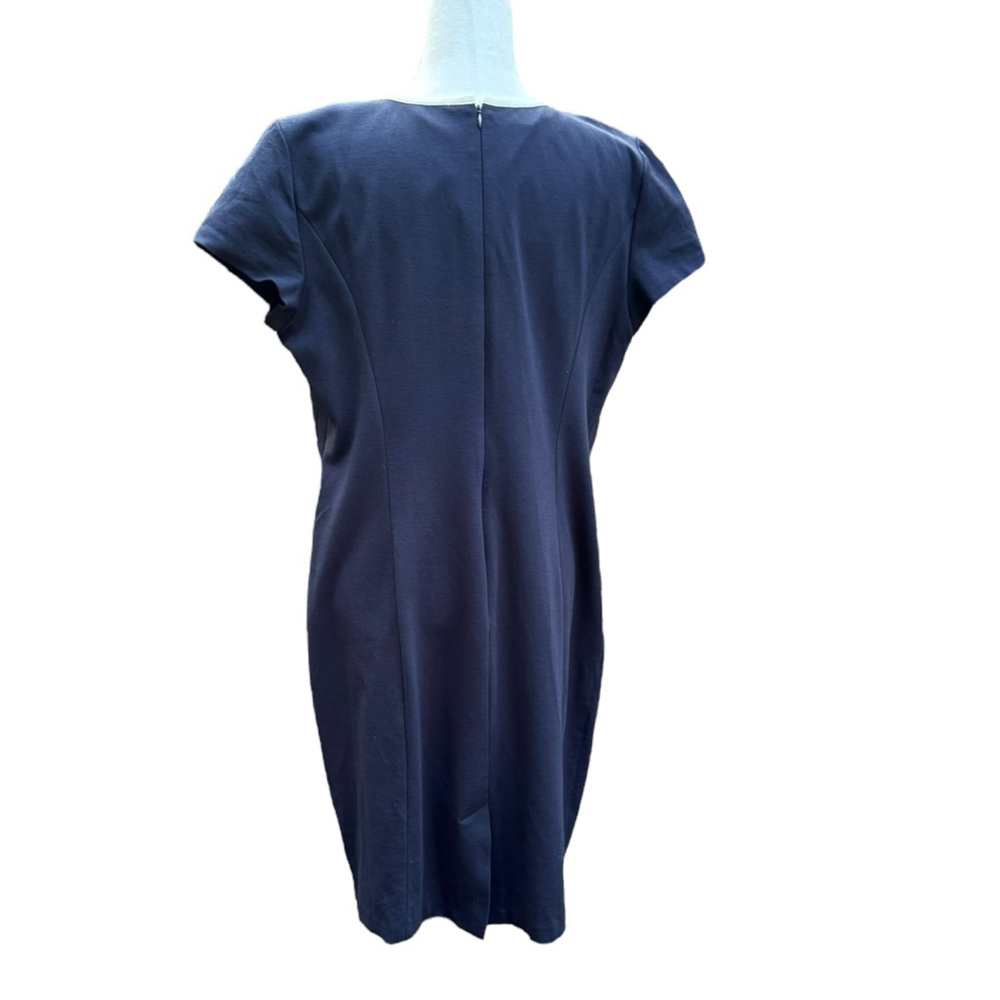 Talbots Navy Shift Dress Size 16 | Teardrop Cutout Neckline | Classic Polished S - Picture 6 of 7